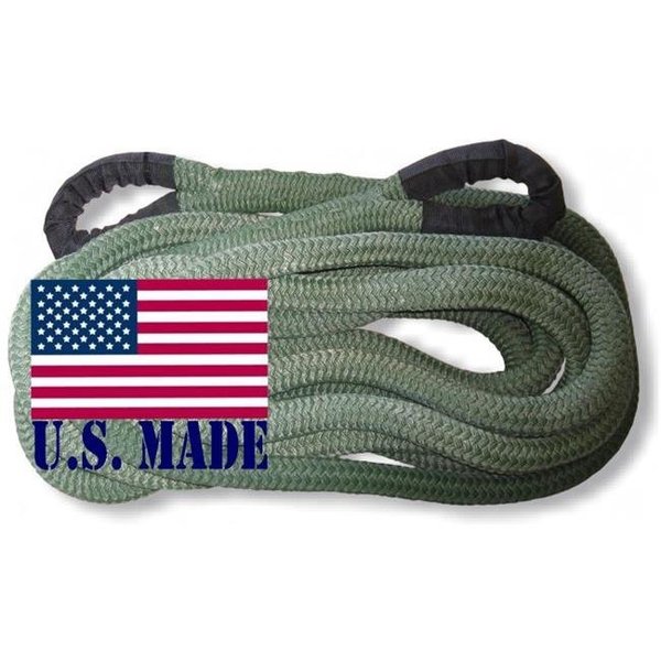 Safe-T-Line U.S. made "MILITARY GREEN" Safe-T-Line® Kinetic Recovery (Snatch) ROPE - 1 inch X 30 ft (4X4 VEHICLE RECOVERY) PKOD0130